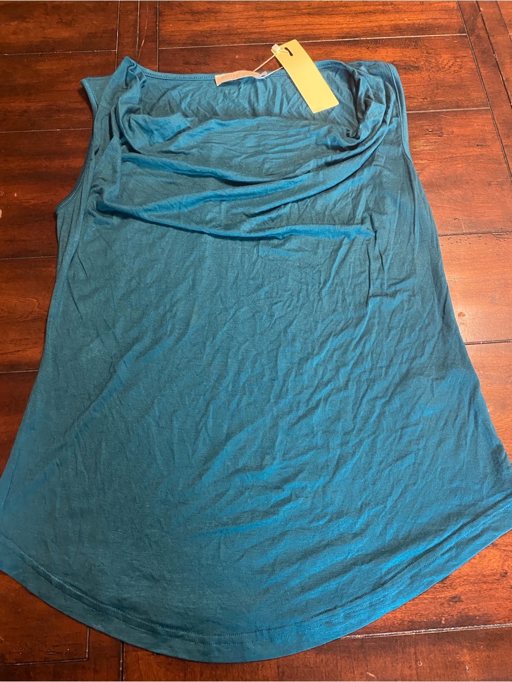 Teal Cowl-Neck Sleeveless Tank